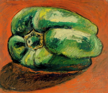 Peinture intitulée "Poivron vert" par Atelier N N . Art Store By Nat, Œuvre d'art originale, Gouache