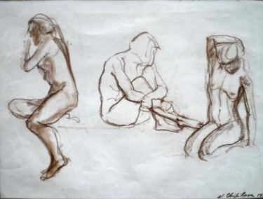 Dessin intitulée "Etude de nu" par Nathalia Chipilova, Œuvre d'art originale, Autre