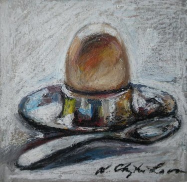 Painting titled "Oeuf à la coque" by Atelier N N . Art Store By Nat, Original Artwork, Acrylic