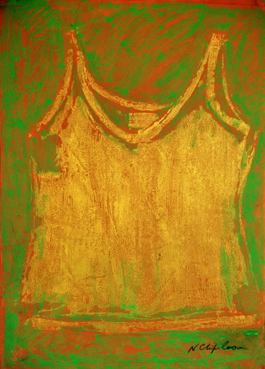 Pintura titulada "Red Gold Green unde…" por Atelier N N . Art Store By Nat, Obra de arte original, Acrílico