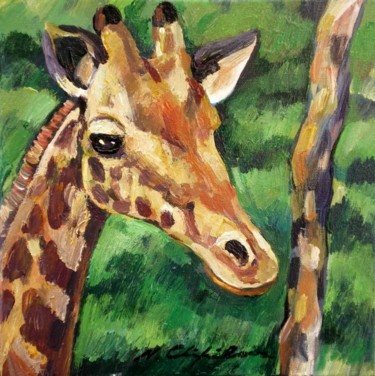 Картина под названием "Tête de girafe" - Atelier N N . Art Store By Nat, Подлинное произведение искусства, Акрил