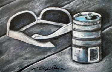 Painting titled "Lunettes et canette" by Atelier N N . Art Store By Nat, Original Artwork, Acrylic