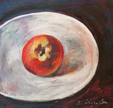 Painting titled "Pomme rouge sur ass…" by Atelier N N . Art Store By Nat, Original Artwork, Acrylic