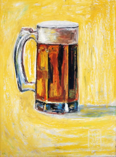 Malerei mit dem Titel "Chope de bière" von Atelier N N . Art Store By Nat, Original-Kunstwerk, Acryl