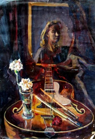 Painting titled "Guitare" by Atelier N N . Art Store By Nat, Original Artwork