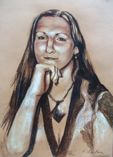 Dessin intitulée "Clémence" par Atelier N N . Art Store By Nat, Œuvre d'art originale, Pastel