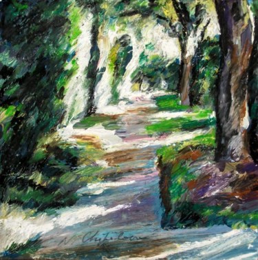 Ζωγραφική με τίτλο "Garden road" από Atelier N N . Art Store By Nat, Αυθεντικά έργα τέχνης, Ακρυλικό