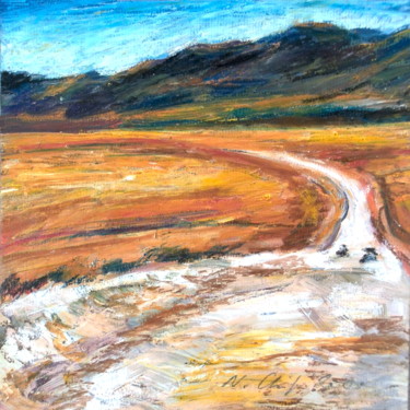 Pittura intitolato "The White Road" da Atelier N N . Art Store By Nat, Opera d'arte originale, Acrilico