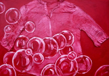 Malerei mit dem Titel "Pink bubbles shirt" von Atelier N N . Art Store By Nat, Original-Kunstwerk, Acryl
