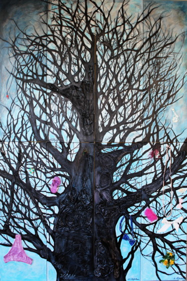 Картина под названием "Wedding tree" - Atelier N N . Art Store By Nat, Подлинное произведение искусства, Акрил