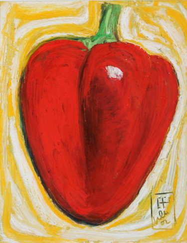 Peinture intitulée "Poivron rouge" par Atelier N N . Art Store By Nat, Œuvre d'art originale, Acrylique