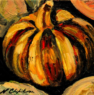 Painting titled "Courge 1, 20x20cm 3D" by Atelier N N . Art Store By Nat, Original Artwork, Acrylic