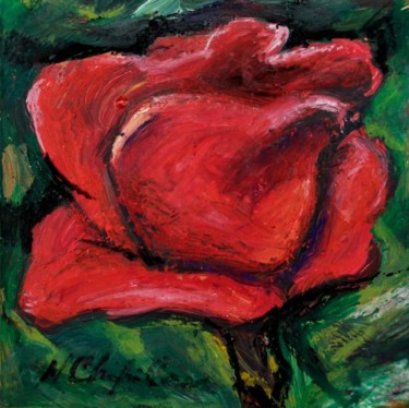 Painting titled "Rose rouge" by Atelier N N . Art Store By Nat, Original Artwork, Acrylic