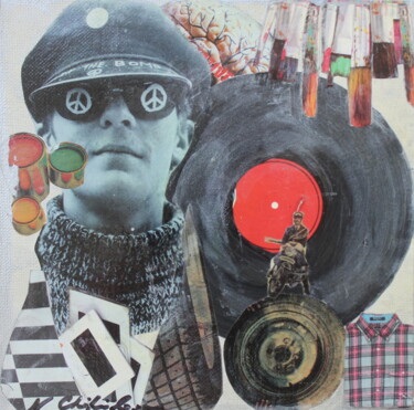 Collages intitulée "Tunes Colors Run" par Nathalia Chipilova, Œuvre d'art originale, Acrylique Monté sur Châssis en bois