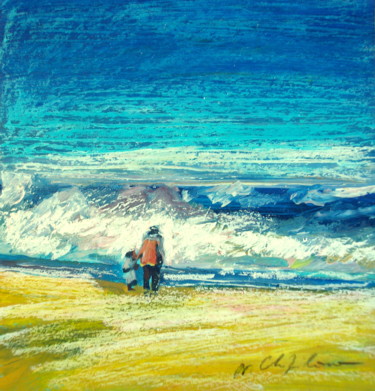 Peinture intitulée "Au bord de l'océan" par Nathalia Chipilova, Œuvre d'art originale, Acrylique