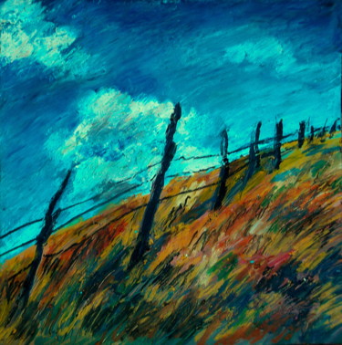 Painting titled "Yellow field 1, 20x…" by Atelier N N . Art Store By Nat, Original Artwork, Acrylic