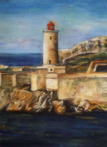 Painting titled "Chateau d'If" by Nathalia Chipilova, Original Artwork, Pastel