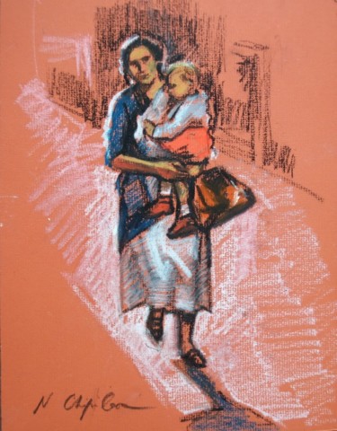 Peinture intitulée "Réfugiés" par Atelier N N . Art Store By Nat, Œuvre d'art originale, Huile