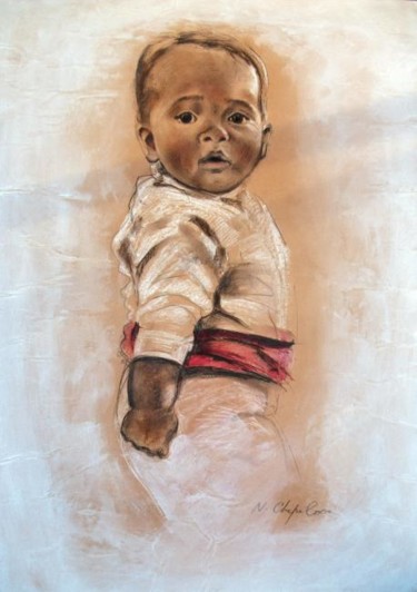 Peinture intitulée "Bébé fille" par Atelier N N . Art Store By Nat, Œuvre d'art originale, Huile