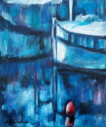 Painting titled "Coque bleue" by Atelier N N . Art Store By Nat, Original Artwork, Oil