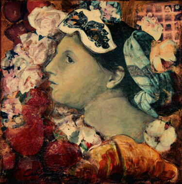 Collagen mit dem Titel "Volupté, hommage à…" von Nathalia Chipilova, Original-Kunstwerk, Scherenschnitt Auf Keilrahmen aus H…