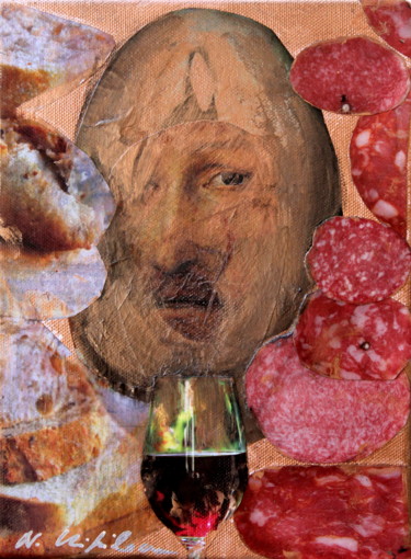 Collages intitulée "Du pain, du vin, du…" par Atelier N N . Art Store By Nat, Œuvre d'art originale, Découpages