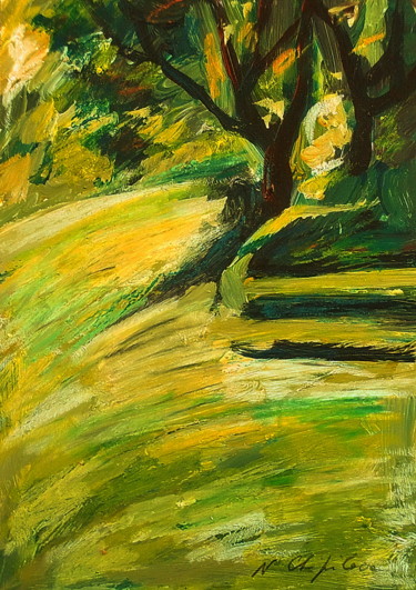 Painting titled "In the park 1" by Atelier N N . Art Store By Nat, Original Artwork, Acrylic