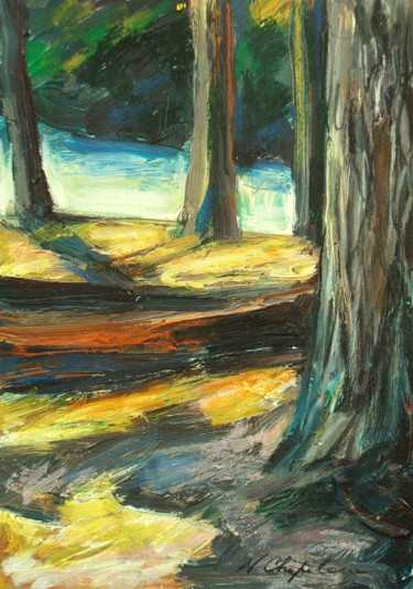 Malerei mit dem Titel "In the forest 1, 25…" von Nathalia Chipilova, Original-Kunstwerk, Acryl