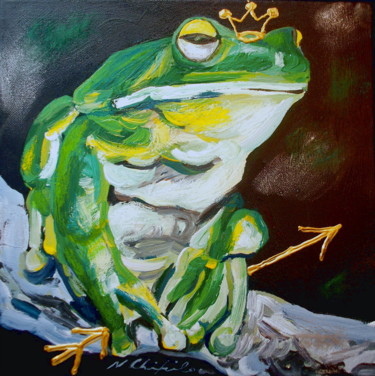 Painting titled "Prince Crapaud" by Atelier N N . Art Store By Nat, Original Artwork, Acrylic Mounted on Wood Stretcher frame