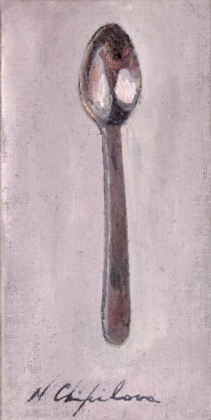 Pintura intitulada "Brown Spoon" por Atelier N N . Art Store By Nat, Obras de arte originais, Acrílico Montado em Armação em…