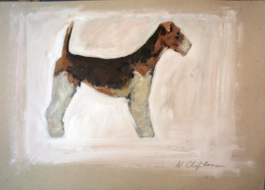 Painting titled "Fox terrier" by Nathalia Chipilova, Original Artwork, Acrylic