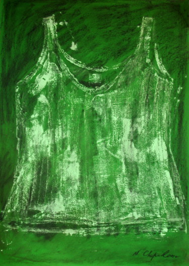 Malerei mit dem Titel "Green undershirt V3" von Atelier N N . Art Store By Nat, Original-Kunstwerk, Acryl