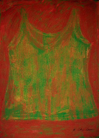 Pintura titulada "Green Red undershir…" por Atelier N N . Art Store By Nat, Obra de arte original, Acrílico