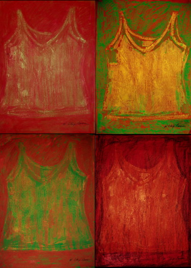 Pintura titulada "Green undershirts x…" por Atelier N N . Art Store By Nat, Obra de arte original, Acrílico