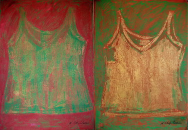 Peinture intitulée "Green and gold unde…" par Atelier N N . Art Store By Nat, Œuvre d'art originale, Acrylique