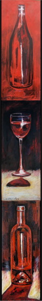 Painting titled "Bouteilles et verre…" by Atelier N N . Art Store By Nat, Original Artwork, Acrylic