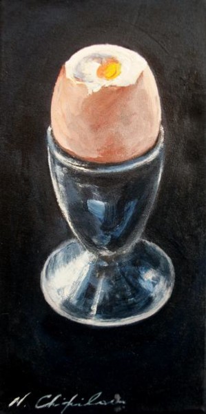 Painting titled "Œuf à la coque, 30x…" by Atelier N N . Art Store By Nat, Original Artwork, Acrylic