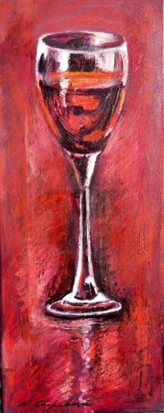 Peinture intitulée "Verre de vin rouge" par Atelier N N . Art Store By Nat, Œuvre d'art originale, Huile