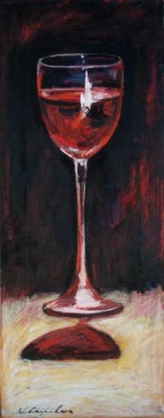 Painting titled "Verre de vin rouge…" by Atelier N N . Art Store By Nat, Original Artwork, Oil