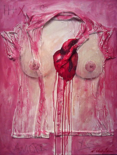 Картина под названием "Heart" - Atelier N N . Art Store By Nat, Подлинное произведение искусства, Акрил