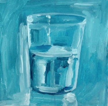 Painting titled "Verre d'eau 33" by Atelier N N . Art Store By Nat, Original Artwork, Oil