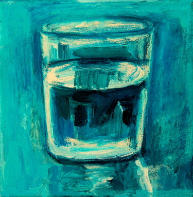 Painting titled "Verre d'eau 87" by Atelier N N . Art Store By Nat, Original Artwork, Acrylic Mounted on Wood Stretcher frame