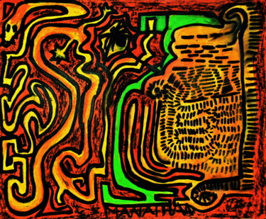 Tekening getiteld "Labyrinthe" door Atelier N N . Art Store By Nat, Origineel Kunstwerk, Acryl
