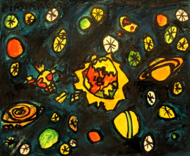 Painting titled "In space" by Nathalia Chipilova, Original Artwork, Acrylic