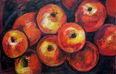Painting titled "Pommes rouges" by Atelier N N . Art Store By Nat, Original Artwork, Acrylic