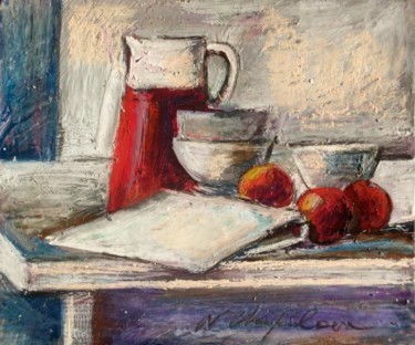 Painting titled "Cruche, pommes et b…" by Nathalia Chipilova, Original Artwork, Acrylic