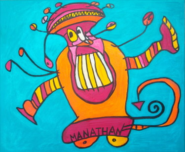 Painting titled "Monstre Robot Ménag…" by Atelier N N . Art Store By Nat, Original Artwork, Acrylic