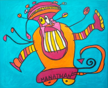 Peinture intitulée "Monstre Robot Ménag…" par Atelier N N . Art Store By Nat, Œuvre d'art originale, Acrylique