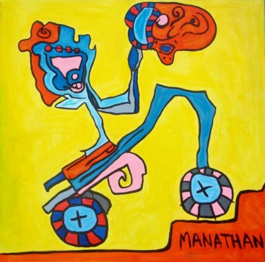 Painting titled "Homme robot" by Nathalia Chipilova, Original Artwork, Oil