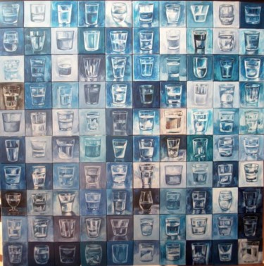 Peinture intitulée "Verres d'eau" par Atelier N N . Art Store By Nat, Œuvre d'art originale, Huile